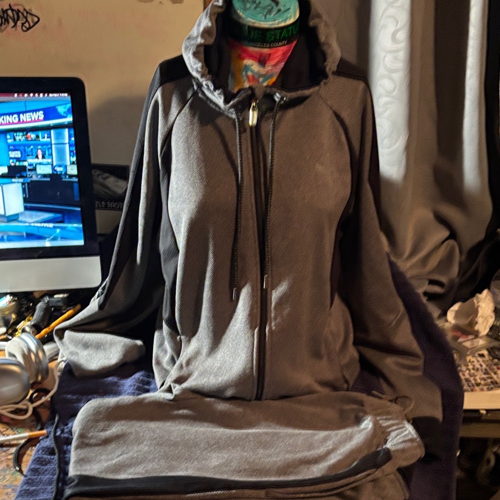 Puma Charcoal and Black Men's Hoodie Jacket